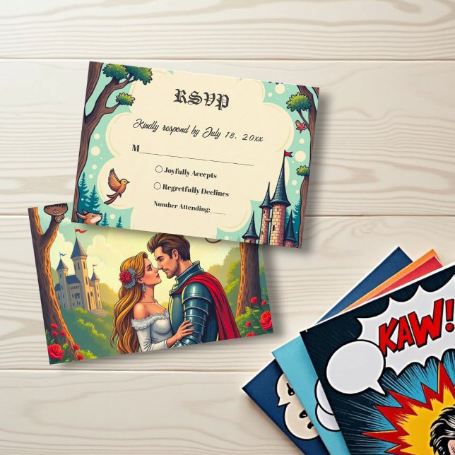 Cartão RSVP Casamento Fairytale do Castelo da Floresta Encanta (Criador carregado)