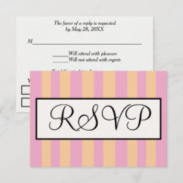 Cartão RSVP Casamento Faixa de Cabana Rosa na Praia Sandy Beac