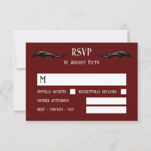 Cartão RSVP Casamento Fantasia do Dragão Negro Burgundy