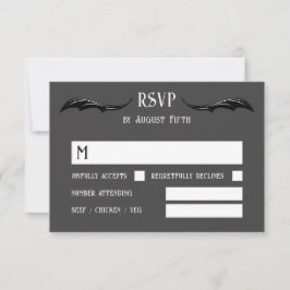 Cartão RSVP Casamento Fantástico do Dragão Negro cinza