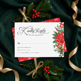 Cartão RSVP Casamento Feriado Floral de Natal