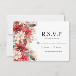 Cartão RSVP Casamento Festivo de Florestas de Natal