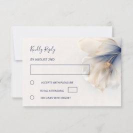 Cartão RSVP Casamento Flor Flor Gold Blue Fumê