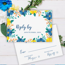 Casamento Floral Amarelo Azul Bonito Trendy