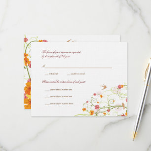 Cartão RSVP Casamento Floral Amarelo Hibiscus Swirls & Swallow
