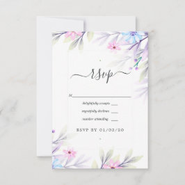 Cartão RSVP Casamento Floral Aquarela Pastel