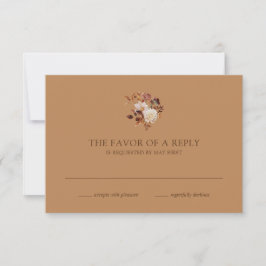 Cartão RSVP Casamento Floral Aquarela Terracota Queda Dourada