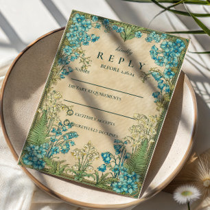 Cartão RSVP Casamento Floral Art Nouveau Elegante