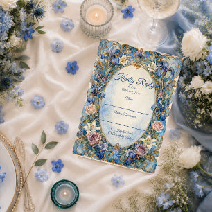 Cartão RSVP Casamento Floral Art Nouveau Elegante
