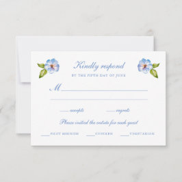 Cartão RSVP Casamento Floral Azul