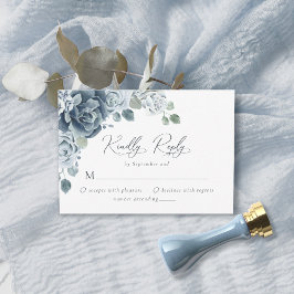 Cartão RSVP Casamento Floral Azul com Água-Vedante