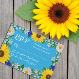 Cartão RSVP Casamento Floral Azul do Céu Azul
