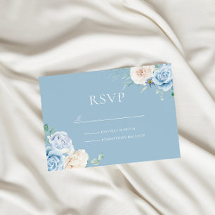 Cartão RSVP Casamento Floral Azul do Céu Botânico Gordo