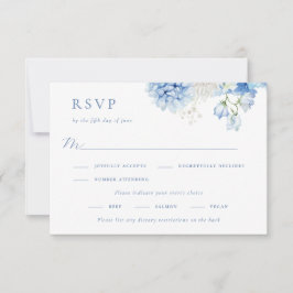 Cartão RSVP Casamento Floral Azul Elegante