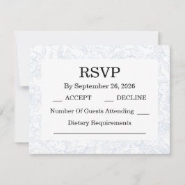 Cartão RSVP Casamento Floral Azul Elegante Chinoiserie