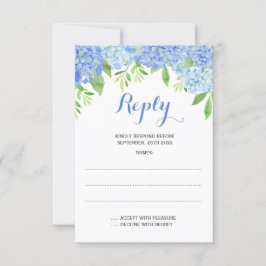 Cartão RSVP Casamento Floral Azul Hydrangea