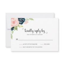 Casamento Floral Azul-Marinho-Rosa-Esmagador Elega