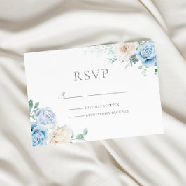 Cartão RSVP Casamento Floral Belga e Azul