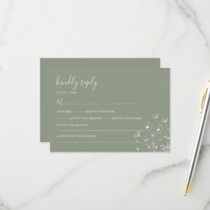 Cartão RSVP Casamento Floral Boho Boho, Minimalista e Elegante
