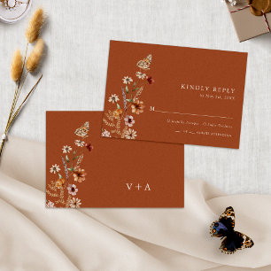 Cartão RSVP Casamento Floral Boho Chic Terracota