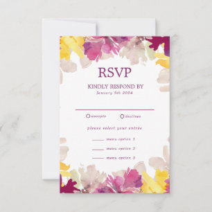 Cartão RSVP Casamento Floral Boho Colorido de Verão Primavera