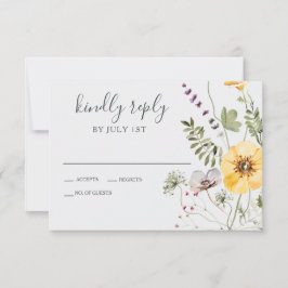 Cartão RSVP Casamento Floral Boho Flor Silvestre