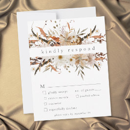 Cartão RSVP Casamento Floral Boho Outono Neutro Rústico