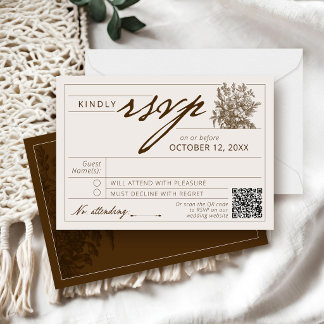 Cartão RSVP Casamento Floral Boho Romântico Vintage Marfim Mar