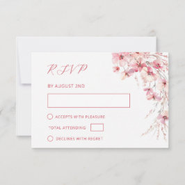 Cartão RSVP Casamento Floral Boho Rosa Arte Refinada