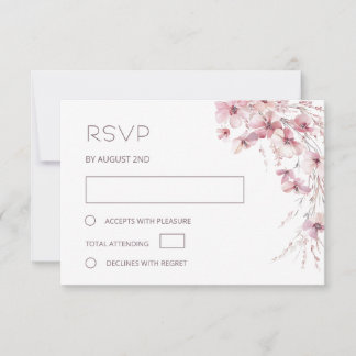 Cartão RSVP Casamento Floral Boho Rosa Empoeirado