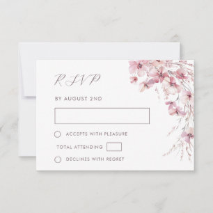 Cartão RSVP Casamento Floral Boho Rosa Empoeirado