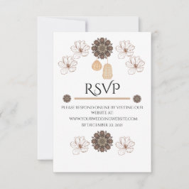 Cartão RSVP Casamento Floral Boho Rústico