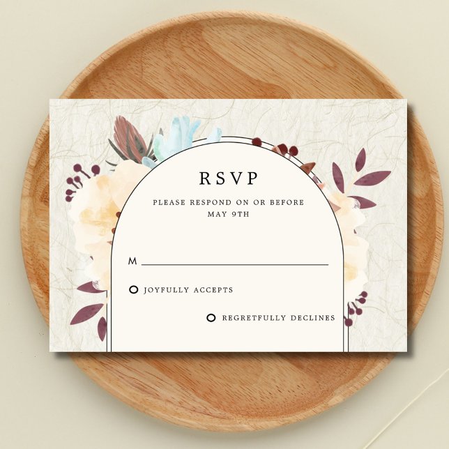 Cartão RSVP Casamento Floral Botânico de Outono (Fall Botanical Floral Wedding RSVP Card)