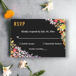 Cartão RSVP Casamento Floral Botânico de Rosas Coloridos Elega