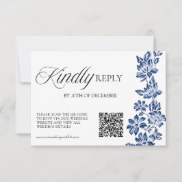 Cartão RSVP Casamento Floral Botânico Elegante