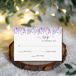 Cartão RSVP Casamento Floral Botânico Elegante de Lavanda