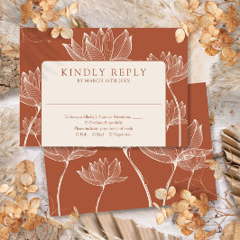 Cartão RSVP Casamento Floral Botânico Moderno em Terracota