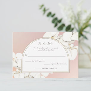 Cartão RSVP Casamento Floral Botânico Orquídea Branca Rosa