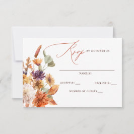 Cartão RSVP Casamento Floral Botânico Rústico de Terracota de