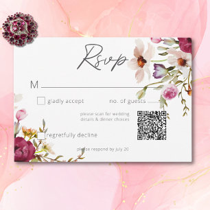 Cartão RSVP Casamento Floral Branco de Verão Elegante Moderno