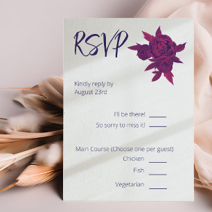 Cartão RSVP Casamento Floral Bright Pink e Purple Bold