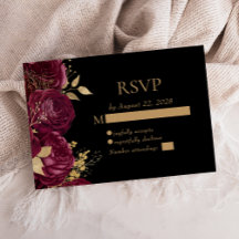 Casamento Floral Burgundy Elegante Dourado Preto
