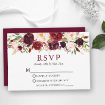 Casamento Floral Burgundy em Aquarela Elegante