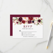 Casamento Floral Burgundy em Aquarela Moderna e El