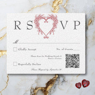 Cartão RSVP Casamento Floral Chinesice Elegante Vintage