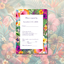 Cartão RSVP Casamento Floral Colorida Haveria tropical