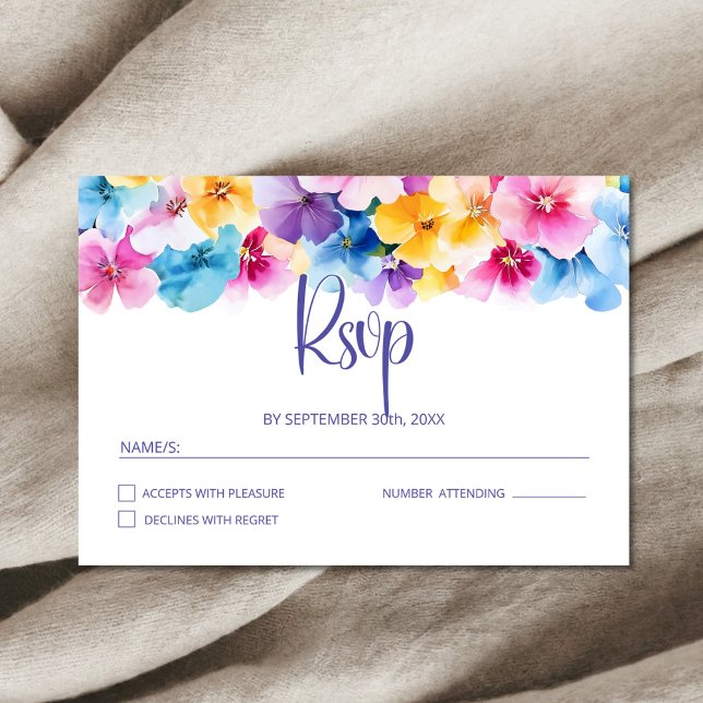 Cartão RSVP Casamento Floral Colorido (Criador carregado)