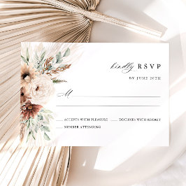 Cartão RSVP Casamento Floral com Grama Pampas Boho