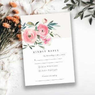 Cartão RSVP Casamento Floral com Orquídea Rosa Verde Rosa