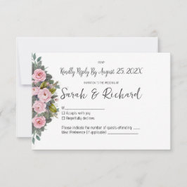 Cartão RSVP Casamento Floral com Tom de Rosa Suave